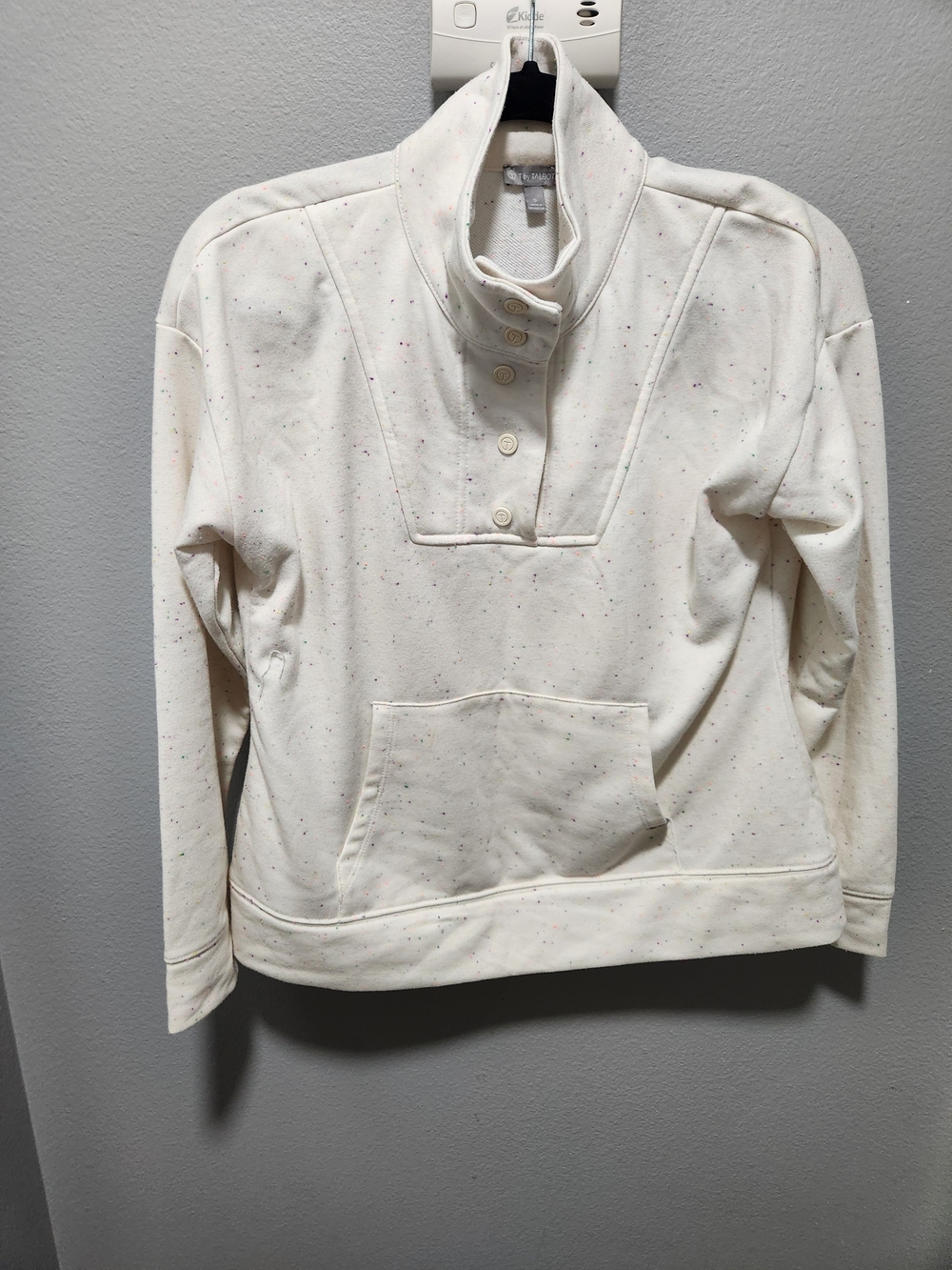 Talbots Ivory Speckled Funnel Neck Pullover